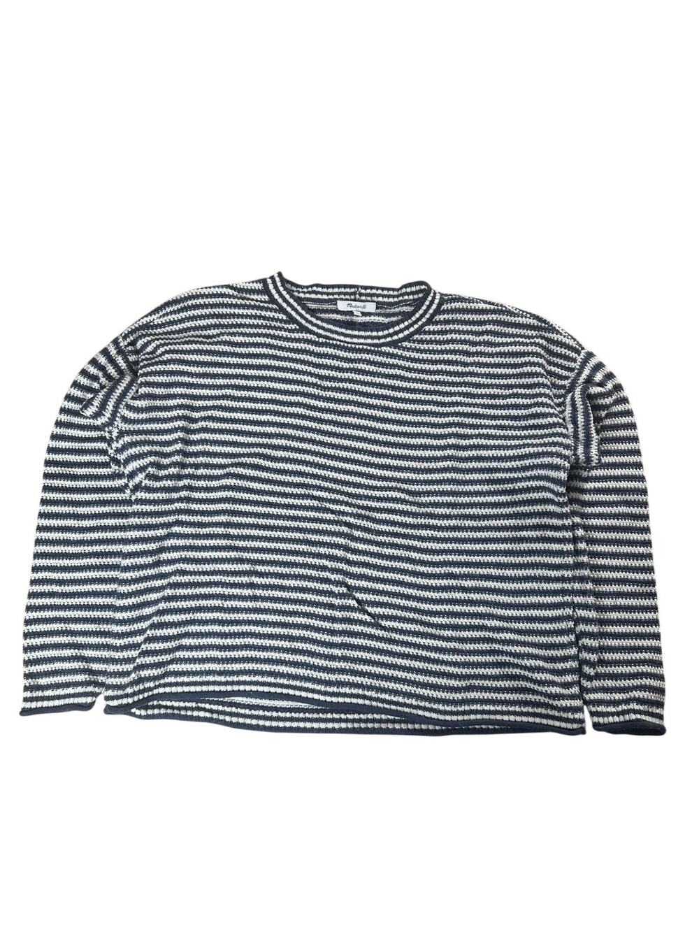 Madewell Sweater Womens XL Blue Striped Open-Knit Lightweight Pullover Casual